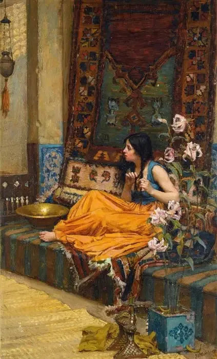 In het harem, een odalisque - John William Waterhouse