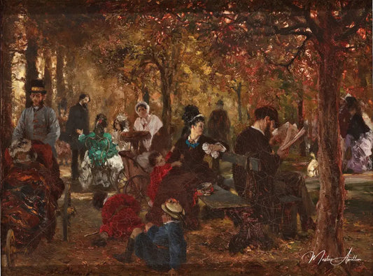 Dans le jardin du Luxembourg (mémoire du jardin du Luxembourg) - Adolph von Menzel - Reproductions de tableaux et peintures haut de gamme