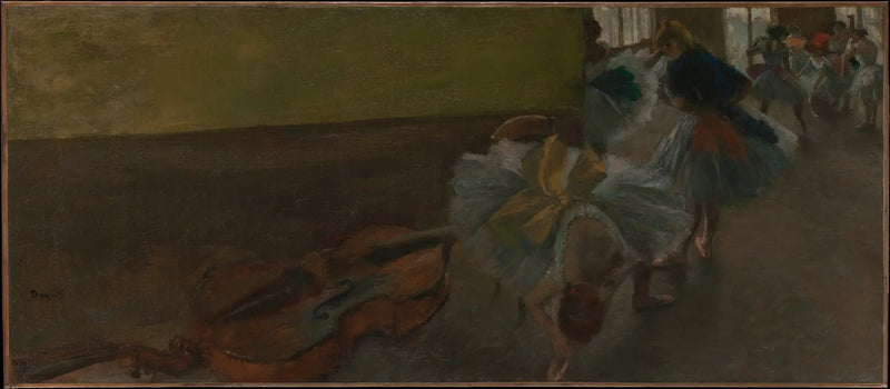 Dansers in de repetitieruimte met een contrabas - Edgar Degas
