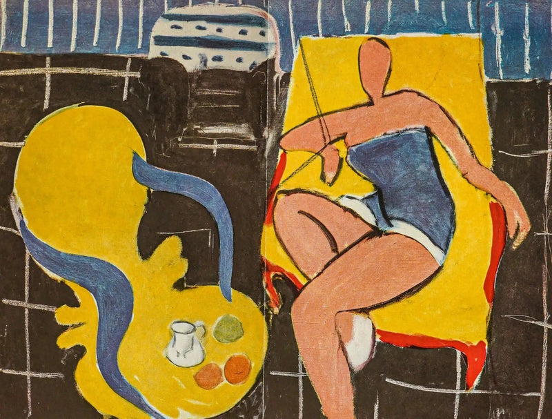 Danseres, zwarte achtergrond, rococo fauteuil - Henri Matisse