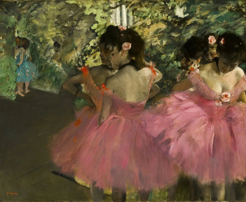 Dansende meisjes in roze - Edgar Degas