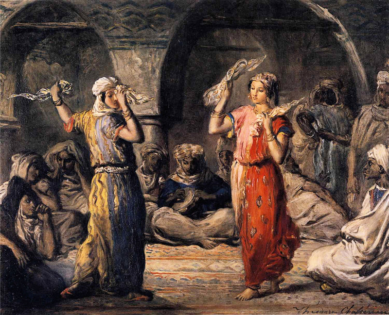 Moorse danseressen in Constantine (Algerije). De dans met de zakdoeken. - Théodore Chassériau