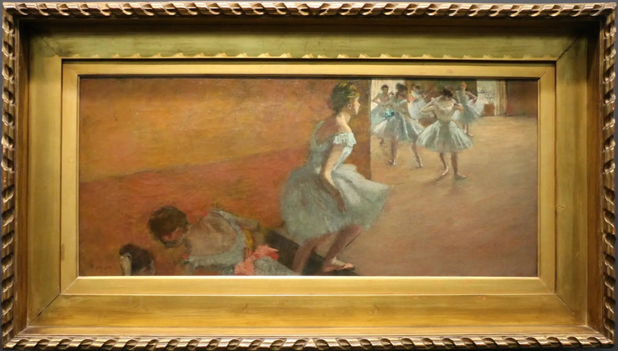 Dansende meisjes die een trap opgaan - Edgar Degas