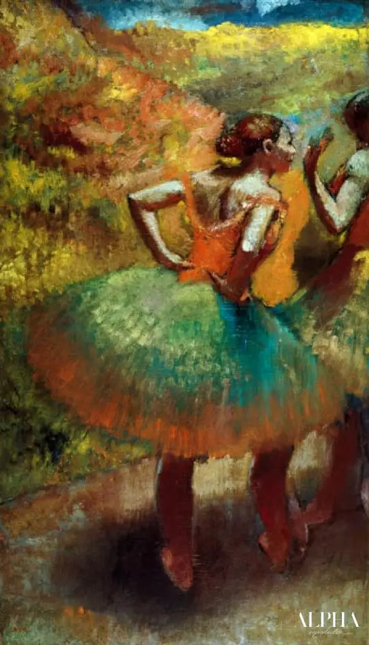 Danseuses portant des jupes vertes - Edgar Degas - Reproductions de tableaux et peintures haut de gamme