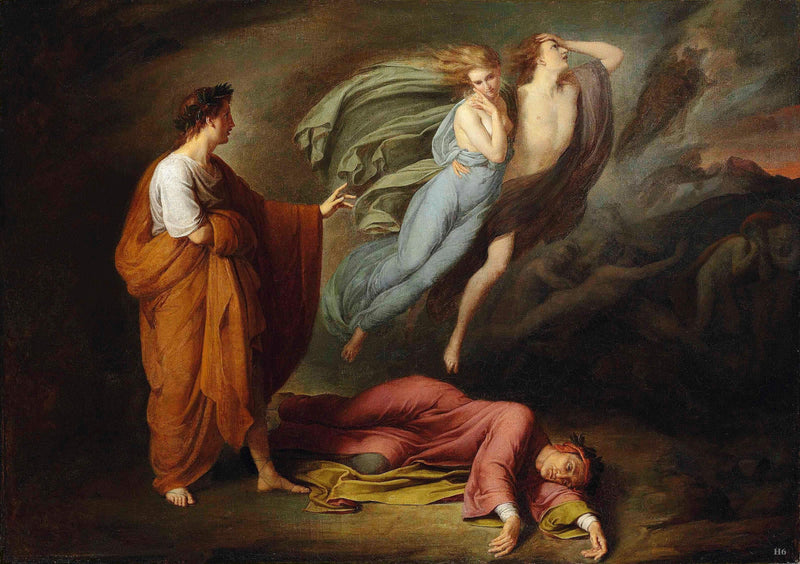 Dante en Virgilius met Paolo en Francesca - Ary Scheffer