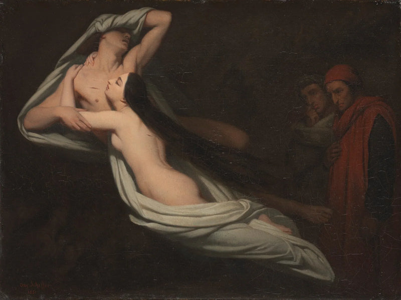 Dante en Virgili ontmoeten de schimmen van Francesca da Rimini en Paolo - Ary Scheffer