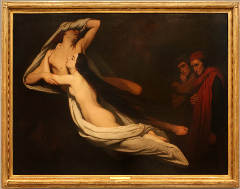 Dante en Virgili ontmoeten de schimmen van Francesca da Rimini en Paolo Malatesta in de Hel - Ary Scheffer