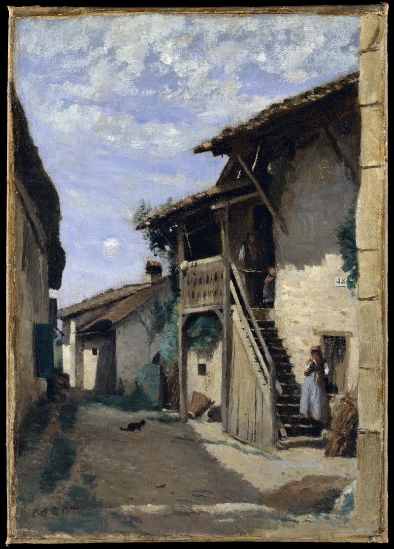 Dardagny (bij Genève), een dorpsstraat - Jean-Baptiste Camille Corot