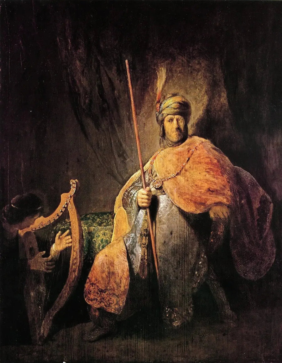 David die harp speelt voor Saul - Rembrandt