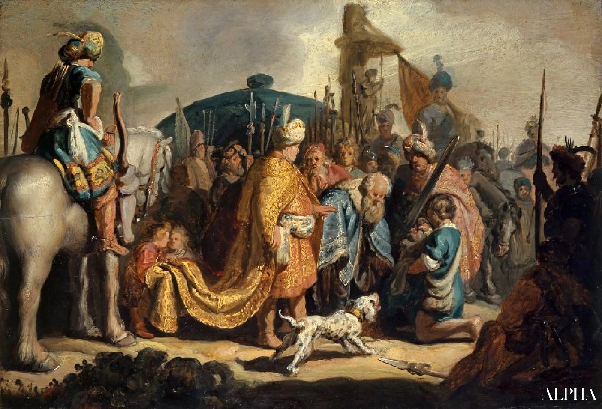 David brengt het hoofd van Goliath aan koning Saul - Rembrandt van Rijn - Reproducties van schilderijen en hoogwaardige schilderijen