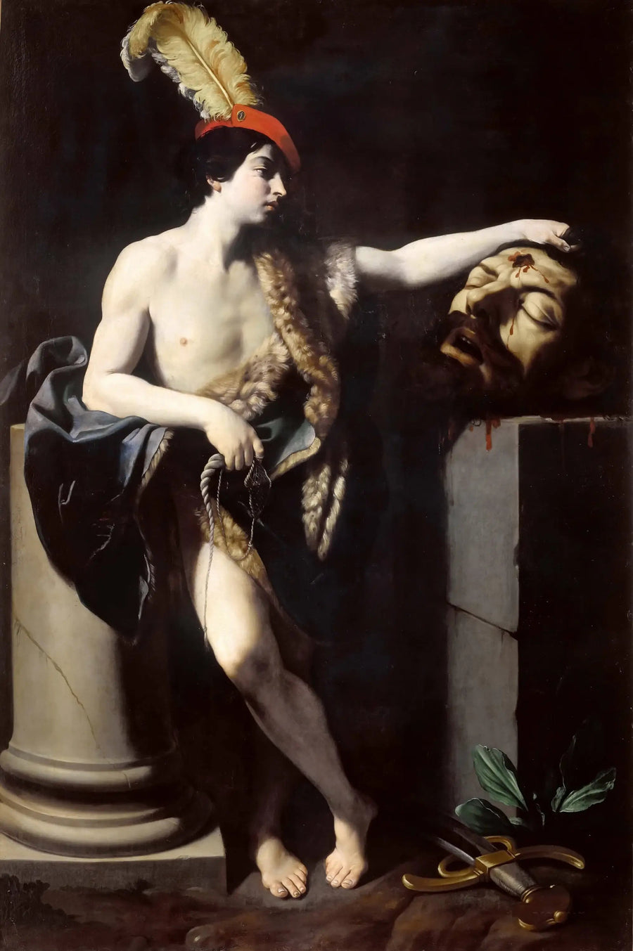 David de overwinnaar van Goliath. - Guido Reni