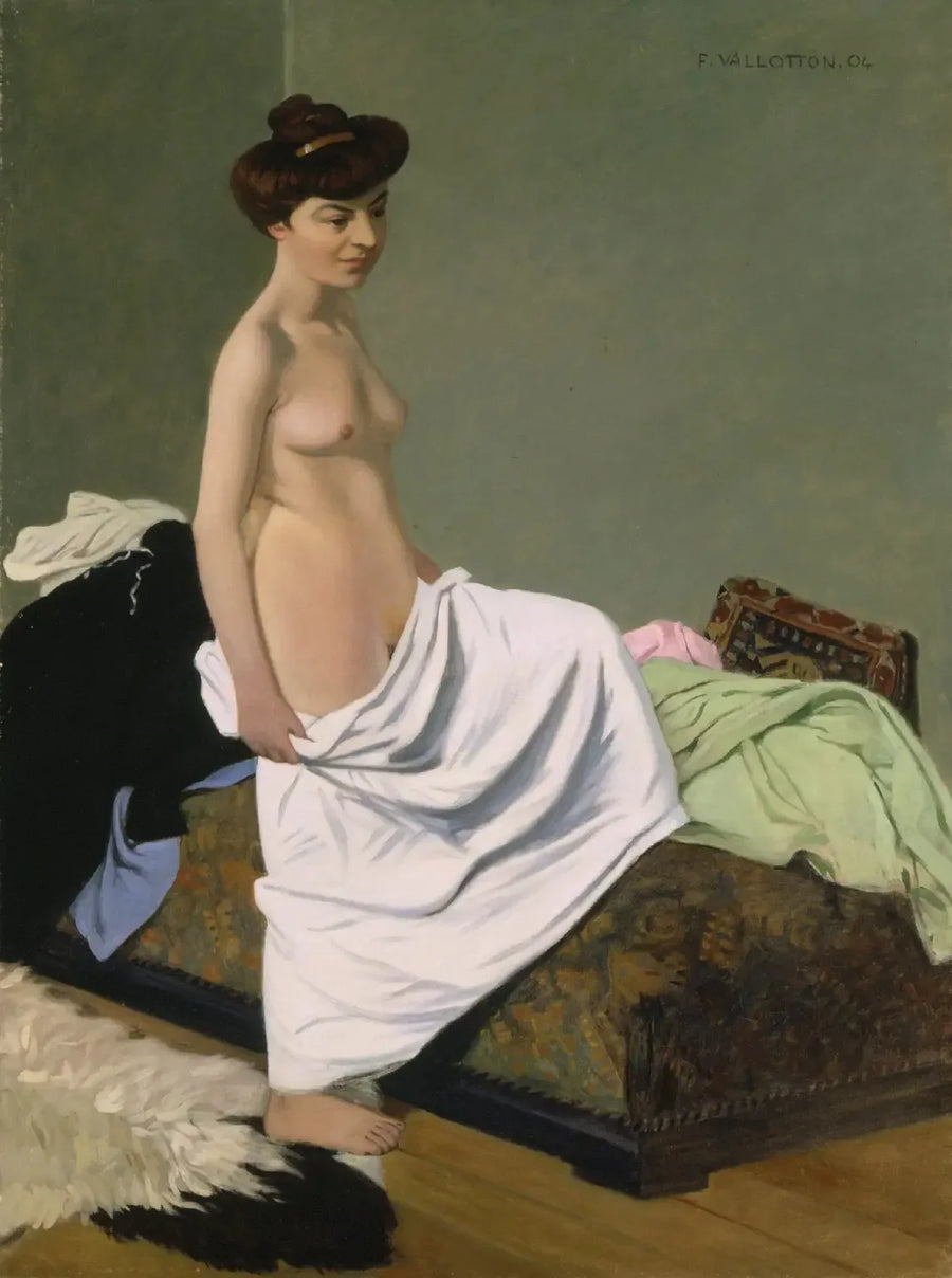 Naakte vrouw staand die een jurk op haar knieën vasthoudt - Félix Vallotton

Source:
Debout nue tenant une robe sur ses genoux - Félix Vallotton