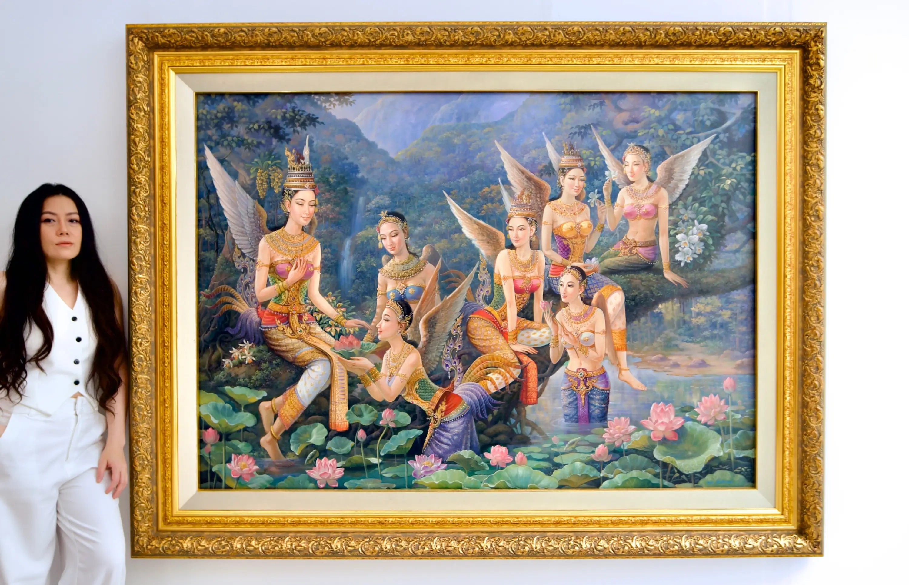 Déesse Kinnaree | 170 x 120 cm Reproductions de tableaux à la peinture à l’huile