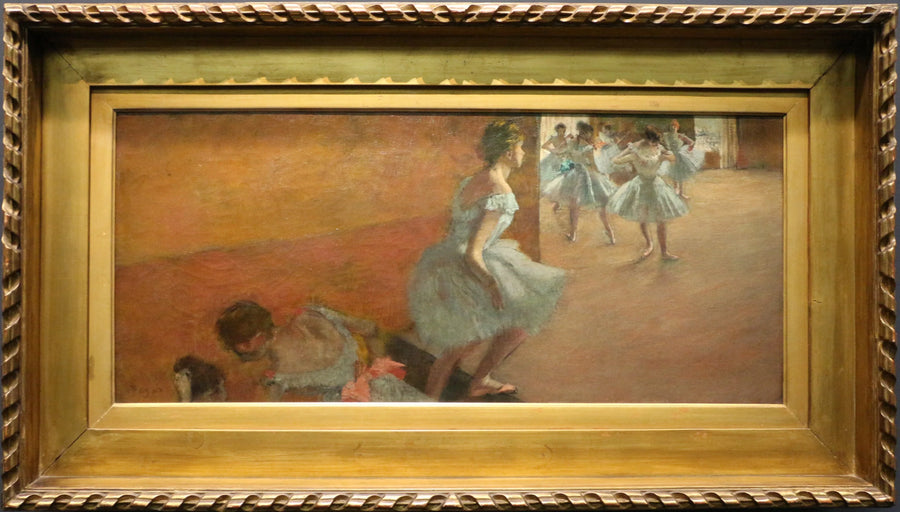 Dansende meisjes die een trap opgaan - Edgar Degas