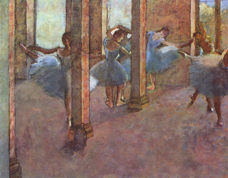 Dansers die trainen in de Foyer - Edgar Degas