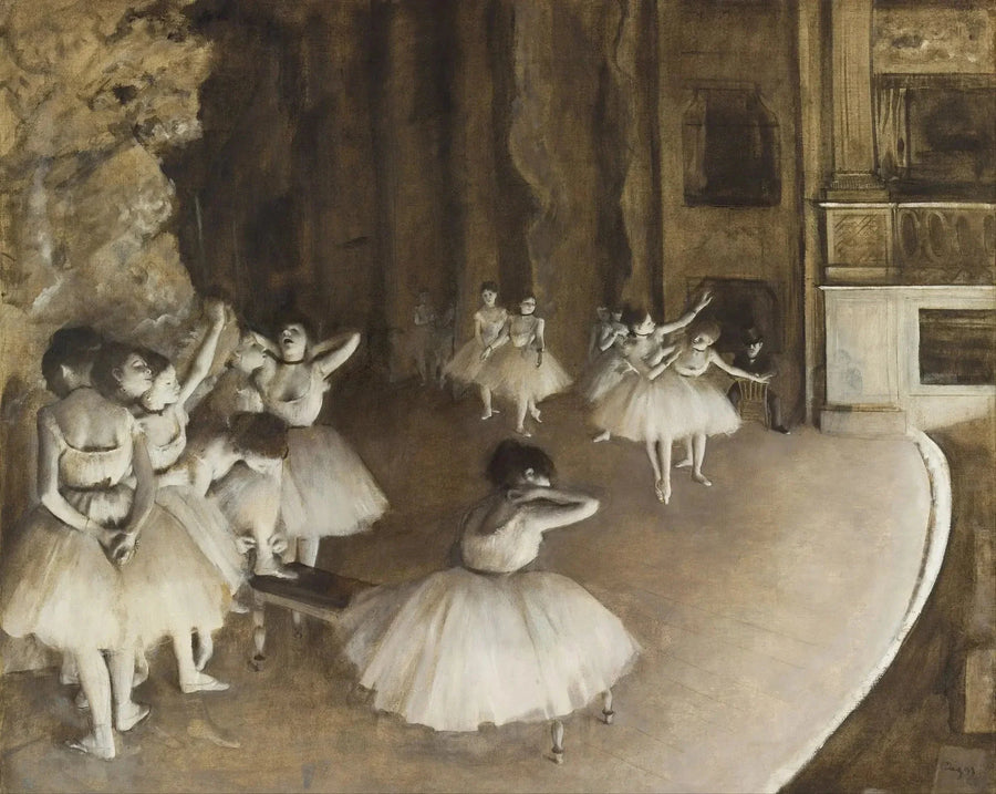 Herhaling van een ballet op het podium - Edgar Degas