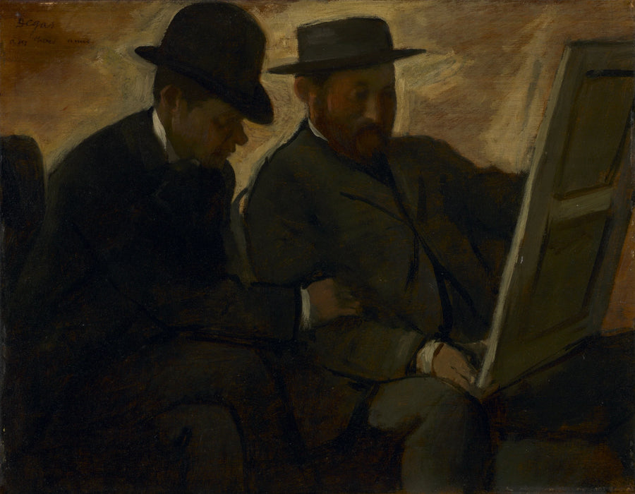Paul Lafond en Alphonse Cherfils die een schilderij bekijken - Edgar Degas