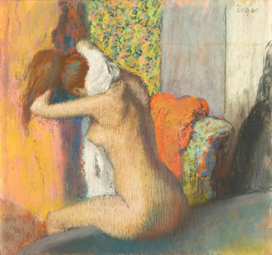 Na het bad, naakte vrouw die zich afdroogt - Edgar Degas