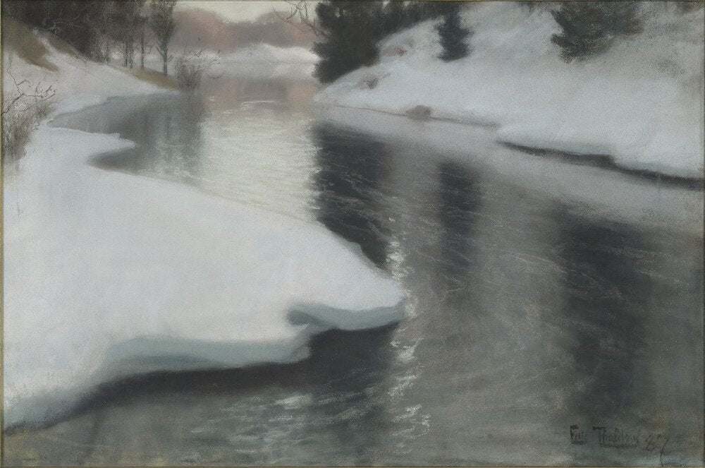 Dégel printanier - Frits Thaulow image 1 copie de tableau peinte à la main