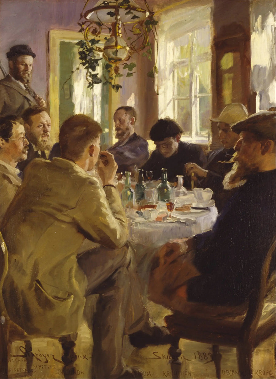 Kunstenaarsontbijt in het hotel Brøndum - Peder Severin Krøyer