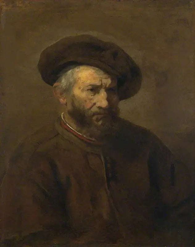 Halflijfportret van een bebaarde man met baret - Rembrandt
