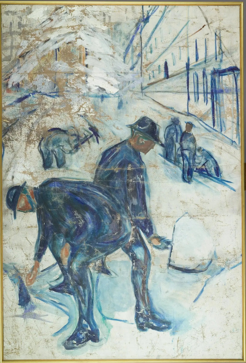 Sneeuwruimers op een bouwplaats - Edvard Munch