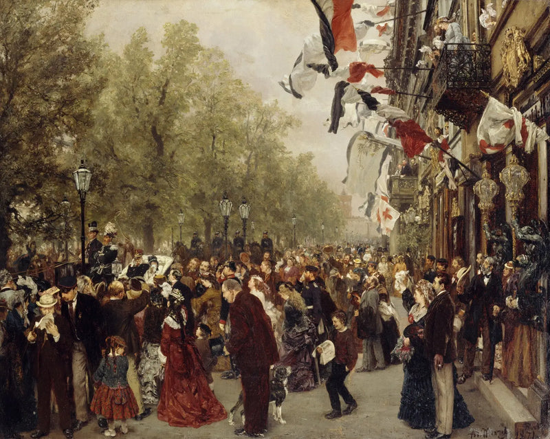 Vertrek van koning Willem I naar het leger op 31 juli 1870 - Adolph von Menzel