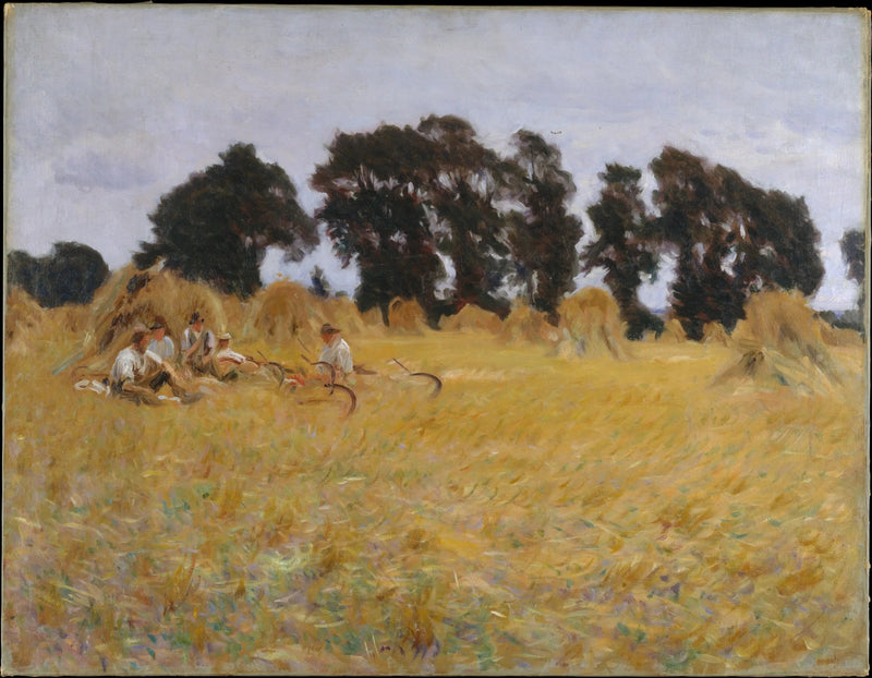 Hooioogsters rusten uit in een tarweveld - John Singer Sargent