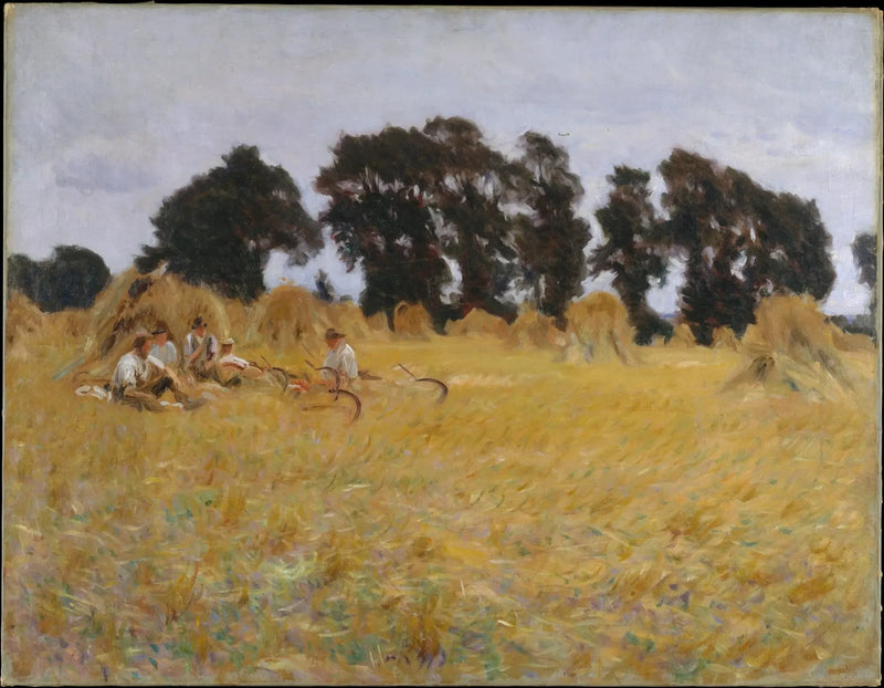 Hooioogsters rusten uit in een tarweveld - John Singer Sargent