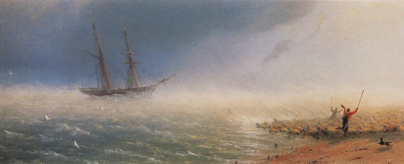 Een kudde schapen gedreven door de storm op zee. - Ivan Aiëvazovski

Source:
Des moutons poussés par la tempête dans la mer. - Ivan Aïvazovski