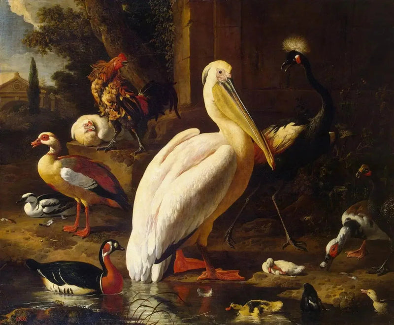 Vogels in een park - Melchior de Hondecoeter