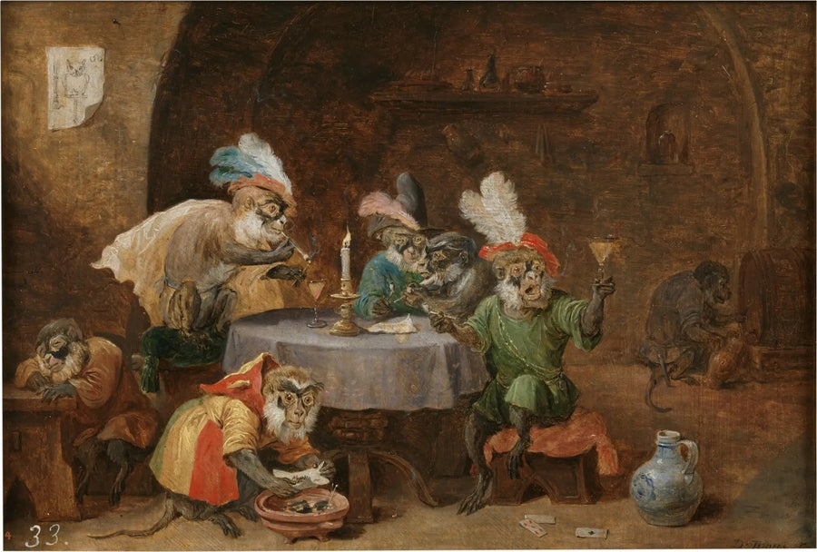 Een aap die rookt en drinkt - David Teniers de Jonge

Source:
Des singes qui fument et boivent - David Teniers le Jeune