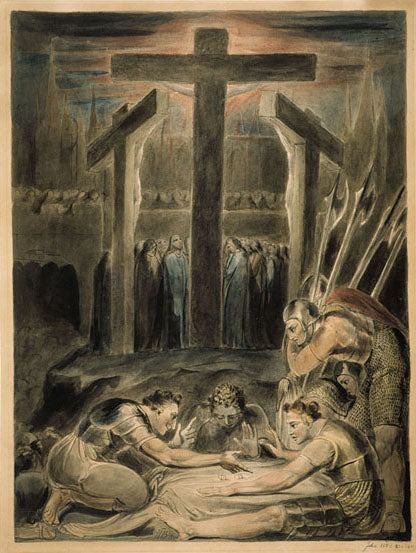 Soldaten trekken loten voor de kleding van Christus - William Blake