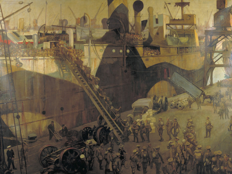 Des troupes embarquent à Southampton pour le front occidental - John Lavery