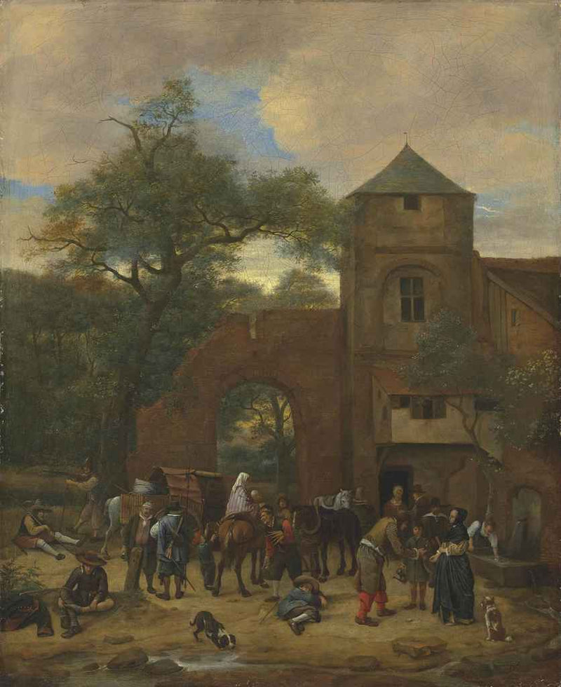 Des voyageurs s'arrêtent devant une auberge - Jan Steen
