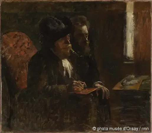 Portrait des graveurs Desboutin et Lepic par Edgar Degas – reproduction peinture à l’huile sur toile