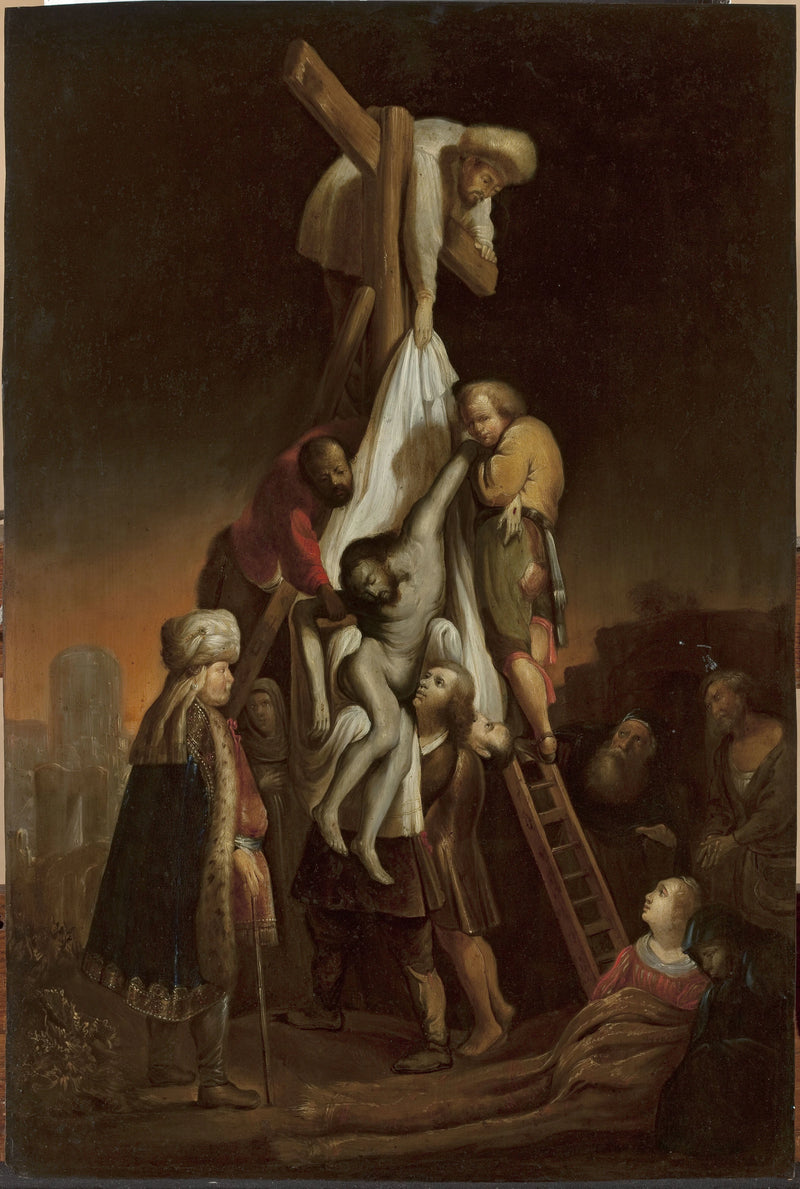 Neerdaling van het Kruis (Matteüs 27:58–59; Marcus 15:45–46; Lucas 23:52–53; Johannes 19:38) - Rembrandt