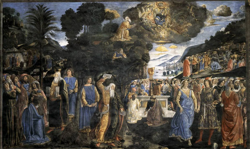 Afdaling van de berg Sinaï - Cosimo Rosselli