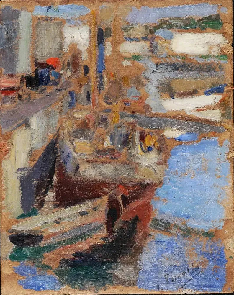 Twee boten aan de kade - Joaquín Sorolla