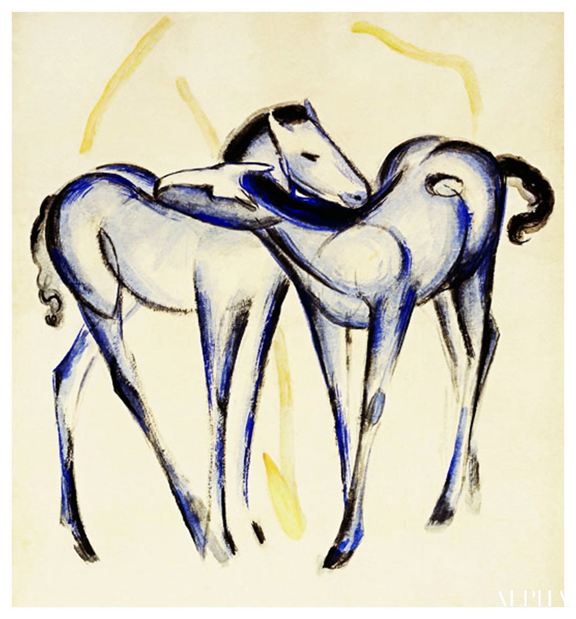 Twee blauwe paarden - Franz Marc - Reproducties van schilderijen en hoogwaardige schilderijen
