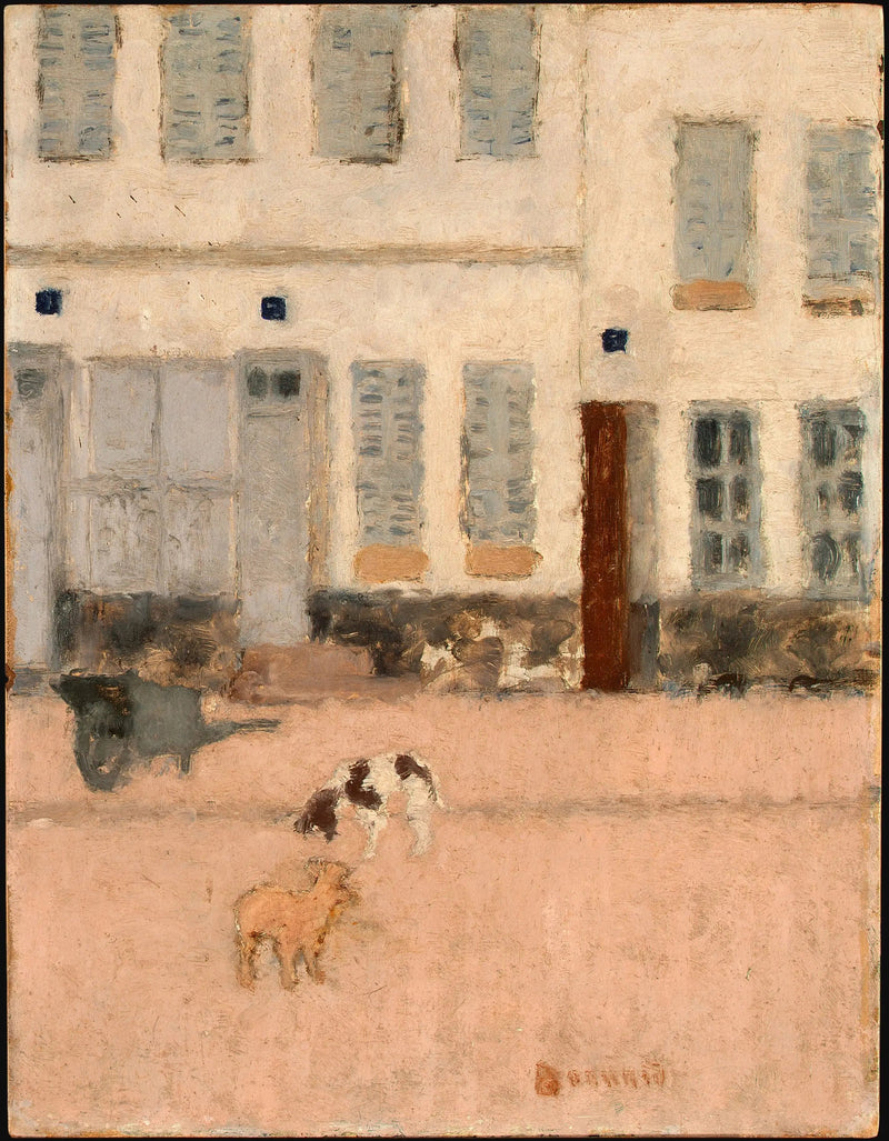 Twee honden in een verlaten straat - Pierre Bonnard