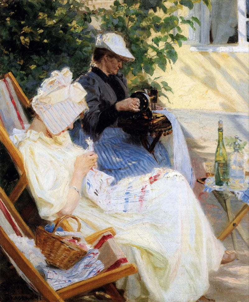 Twee dames in de tuin. Marie Krøyer en haar moeder. Skagen - Peder Severin Krøyer