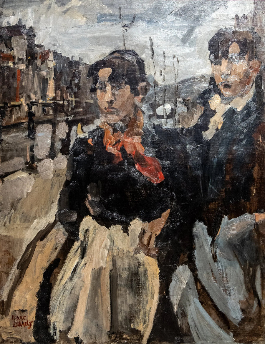 Twee dienstboden op de Lijnbaansgracht in Amsterdam - Isaac Israëls