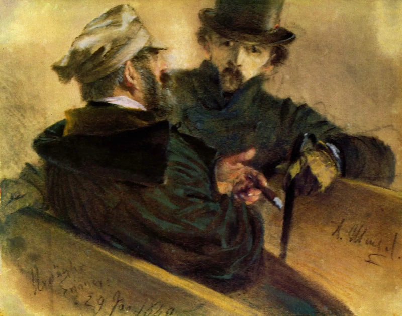 Twee kiezers in gesprek - Adolph von Menzel