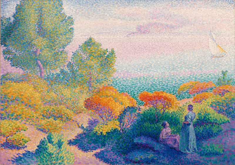 Twee vrouwen aan de rand van de zee, Middellandse Zee - Henri-Edmond Cross