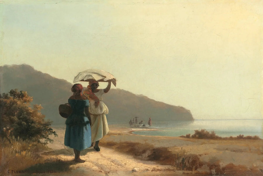 Twee Vrouwen die aan de Zee Praten, Saint-Thomas - Camille Pissarro