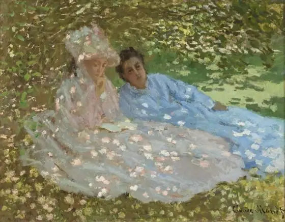Twee vrouwen in een tuin - Claude Monet