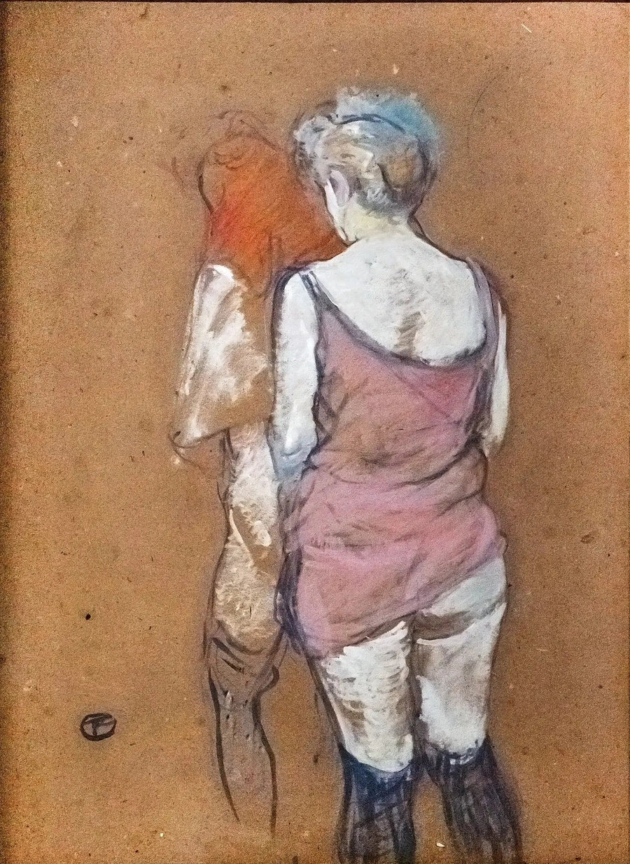 Twee halfnaakte vrouwen van achteren. Huis aan de Rue des Moulins - Henri de Toulouse-Lautrec