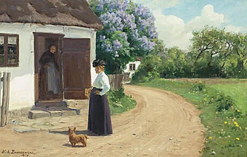 Twee vrouwen praten op een dorpsweg. - H. A. Brendekilde

Source:
Deux femmes discutent sur une route de village. - H. A. Brendekilde