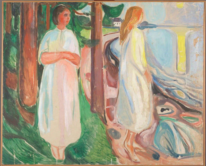 Twee Vrouwen in het wit op het strand - Edvard Munch